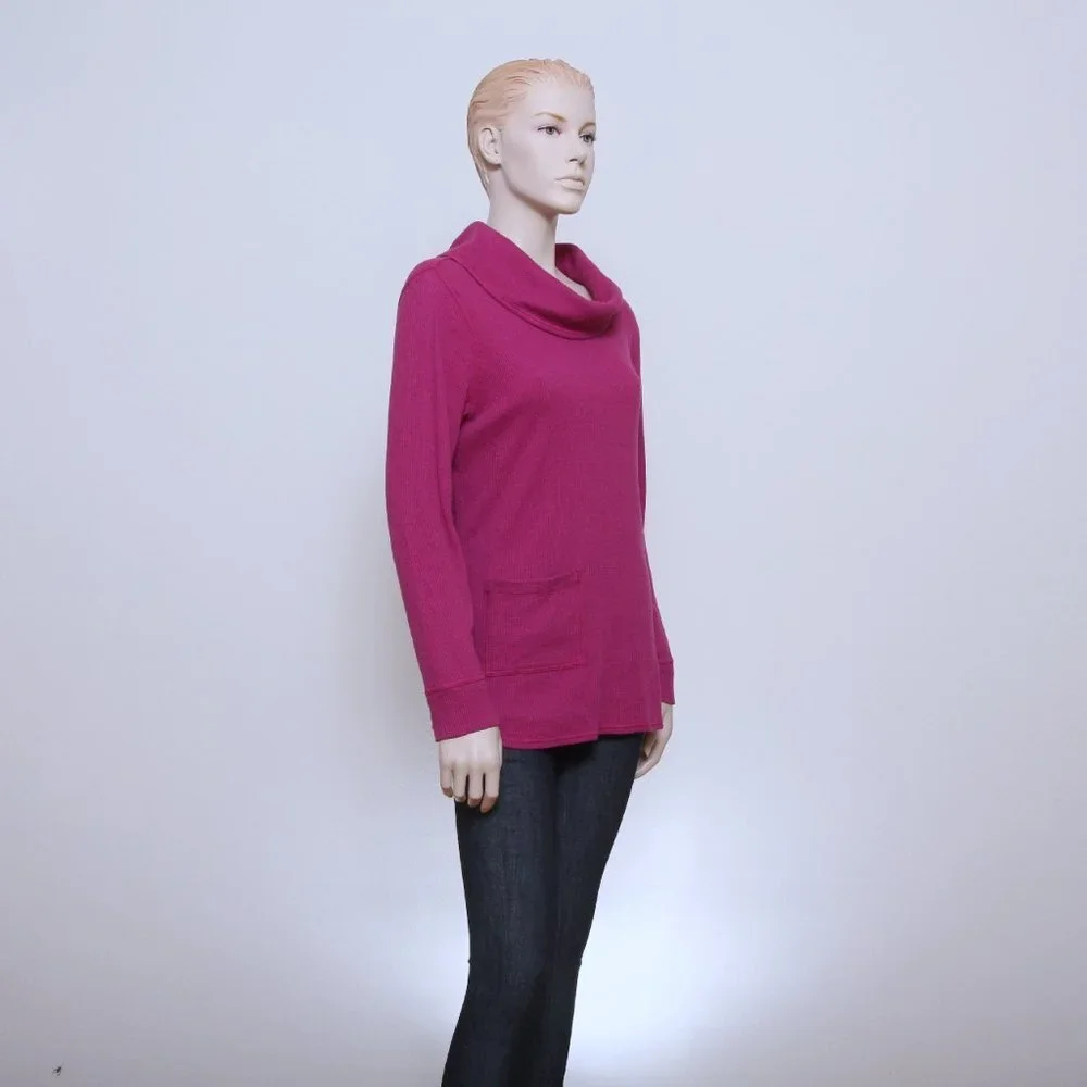 Chico's Cowl Neck Long‎ Sleeve Cotton Blend Sweater Women Size M